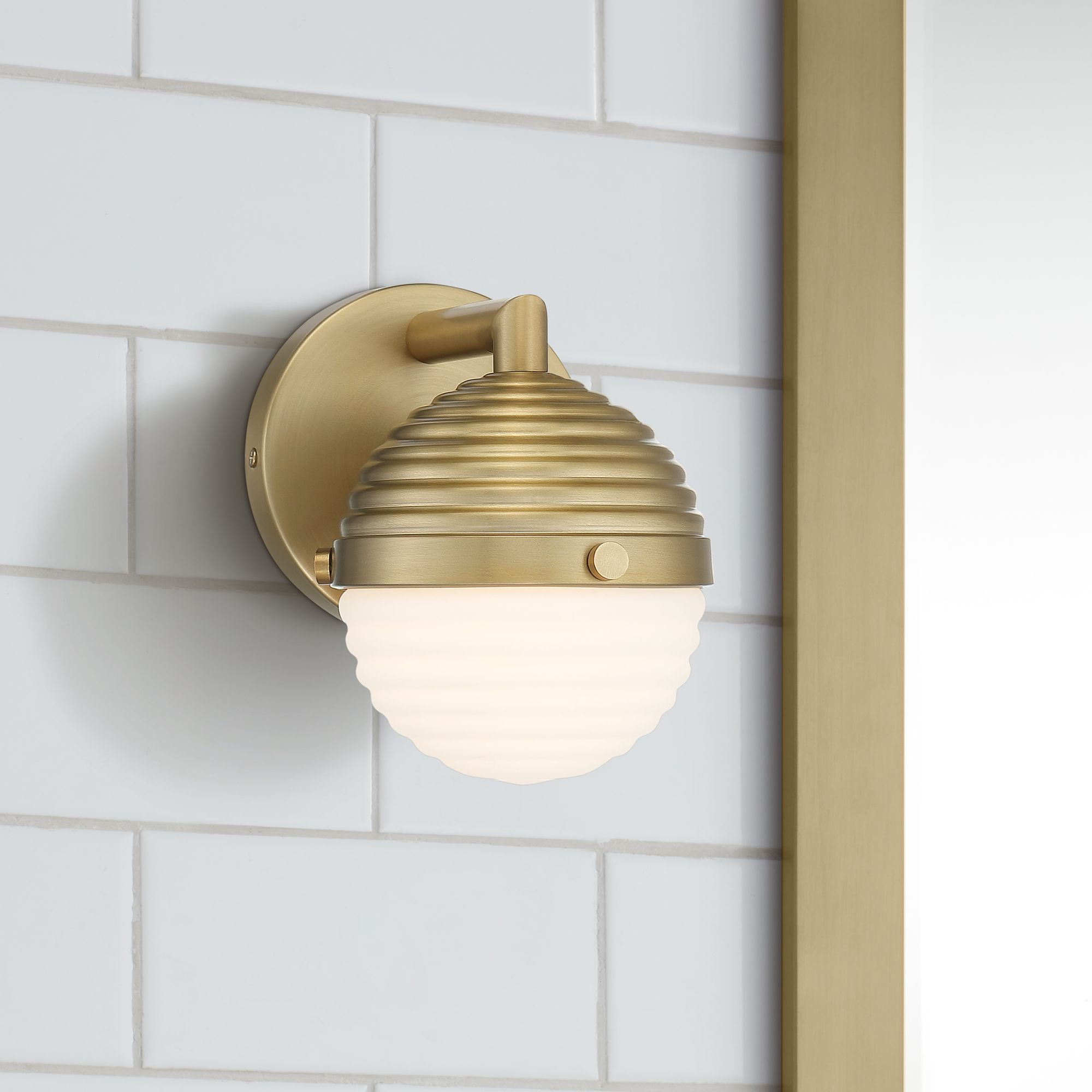 brass glass wall sconce