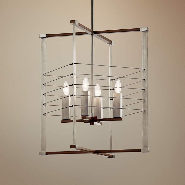 Image 1 Lente 25" Wide Brushed Nickel Auburn 4-Light Foyer Pendant