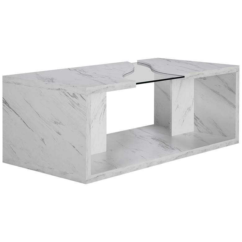 Image 1 Lenu 47 1/4 inch Wide Marble White Rectangular Coffee Table