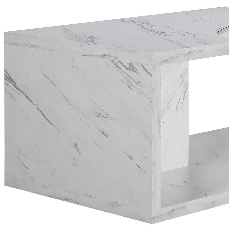 Image 2 Lenu 47 1/4 inch Wide Marble White Rectangular Coffee Table more views