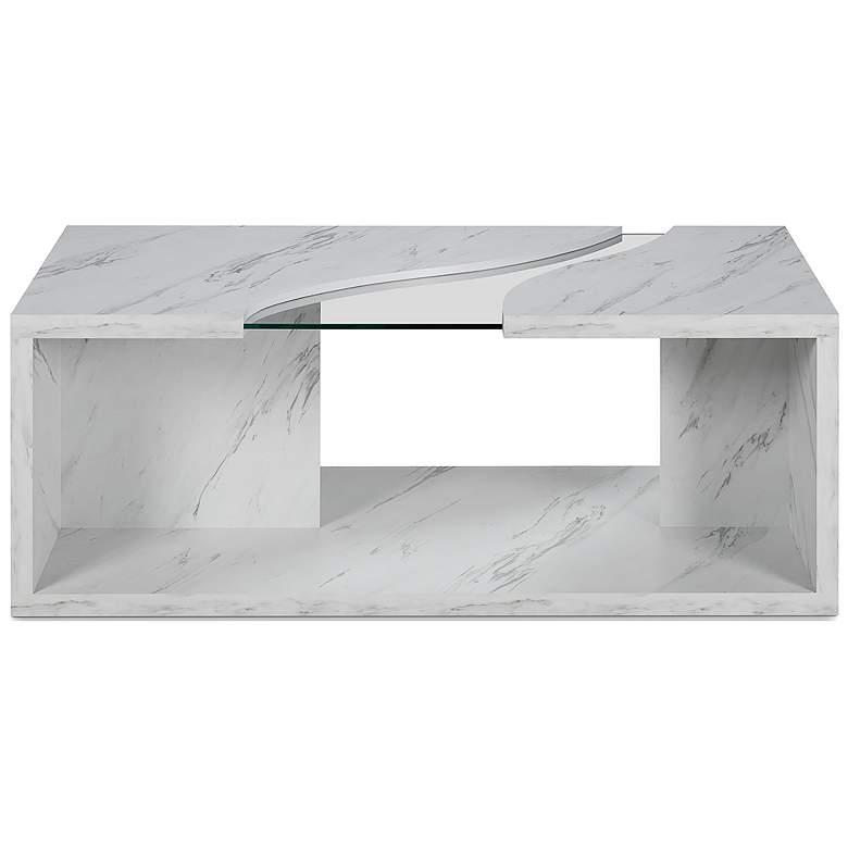 Image 4 Lenu 47 1/4 inch Wide Marble White Rectangular Coffee Table more views