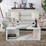 6_Lenu 47 1/4" Wide Marble White Rectangular Coffee Table more views