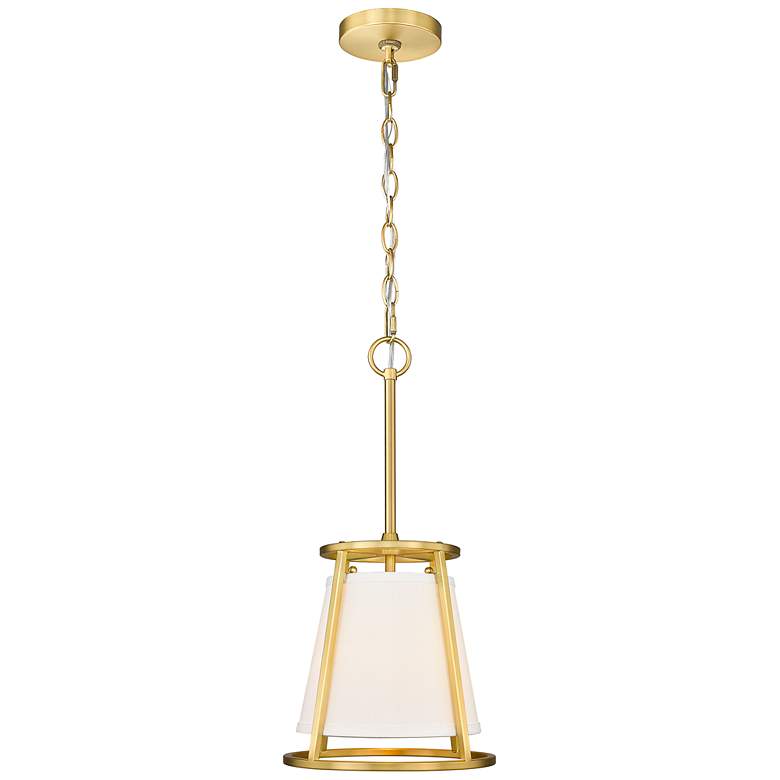 Image 2 Lenyx 10" Wide Rubbed Brass Mini Pendant
