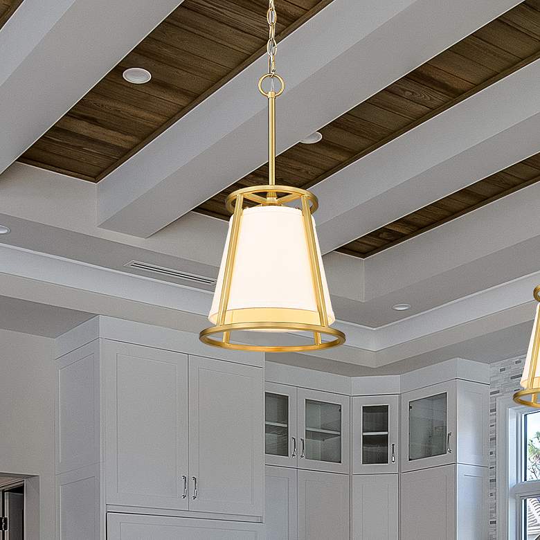 Image 1 Lenyx 10" Wide Rubbed Brass Mini Pendant