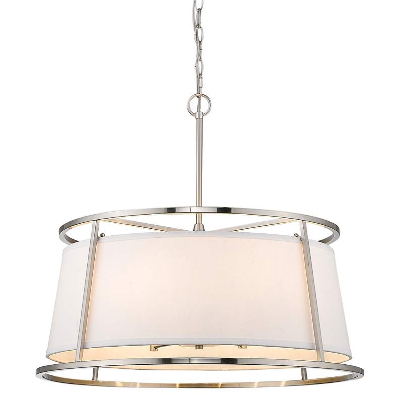 Image 3 Lenyx 26 inch Wide Brushed Nickel 6-Light Drum Pendant