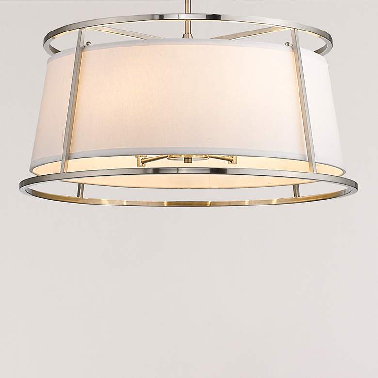 Image 2 Lenyx 26" Wide Brushed Nickel 6-Light Drum Pendant