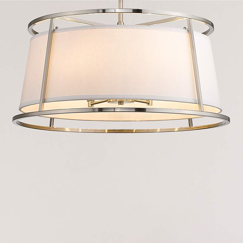 Image 2 Lenyx 26 inch Wide Brushed Nickel 6-Light Drum Pendant