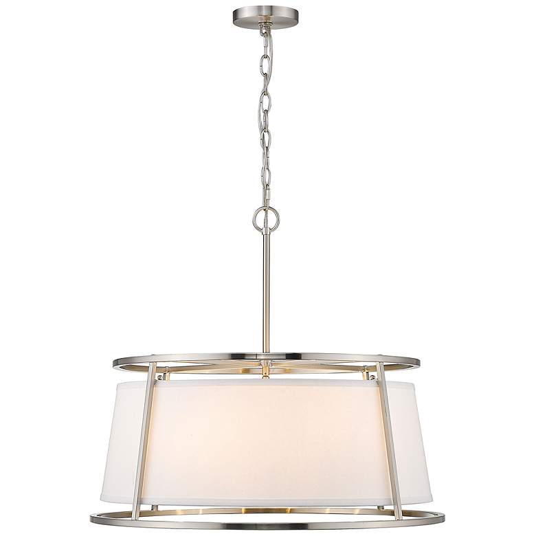 Image 5 Lenyx 26 inch Wide Brushed Nickel 6-Light Drum Pendant more views