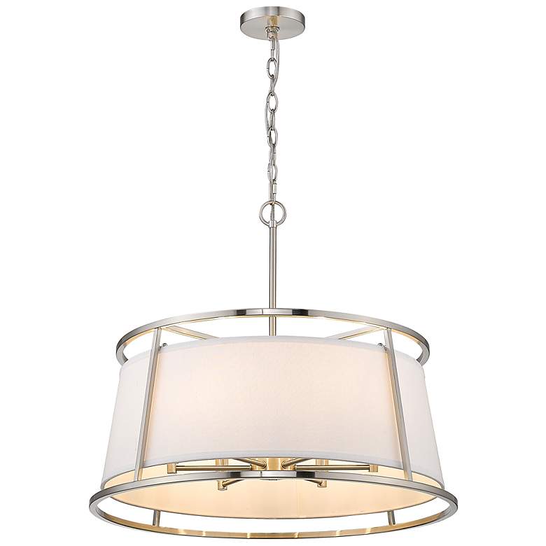 Image 6 Lenyx 26 inch Wide Brushed Nickel 6-Light Drum Pendant more views