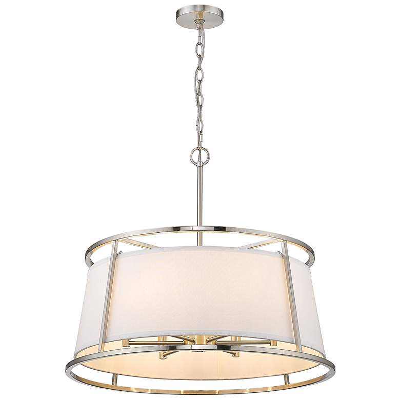 Image 6 Lenyx 26" Wide Brushed Nickel 6-Light Drum Pendant more views