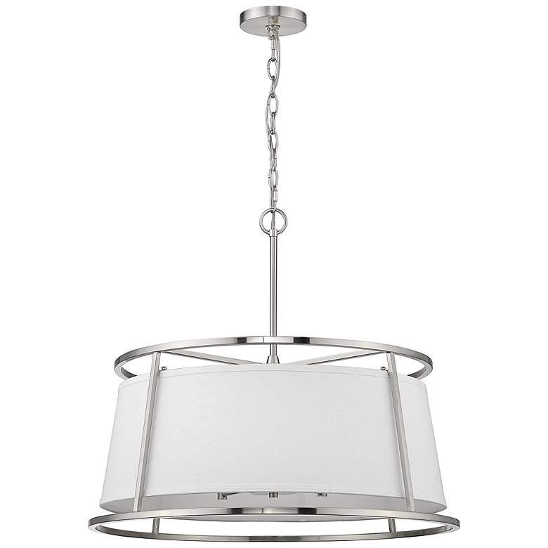 Image 7 Lenyx 26 inch Wide Brushed Nickel 6-Light Drum Pendant more views