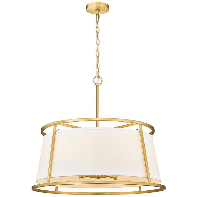 Image 3 Lenyx 26" Wide Rubbed Brass Drum Pendant Light