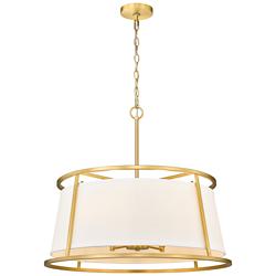 Lenyx 26" Wide Rubbed Brass Drum Pendant Light