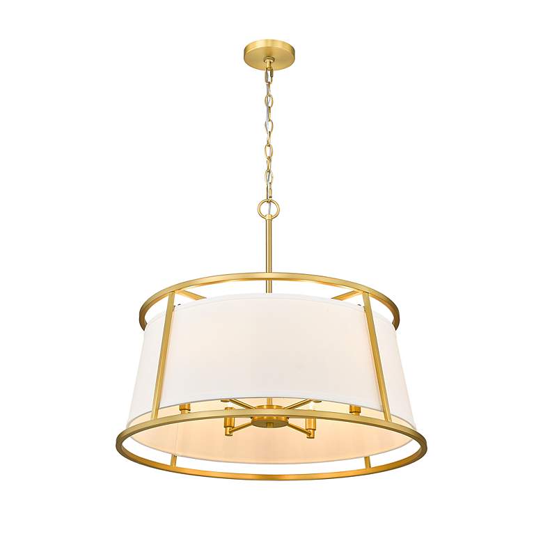 Image 7 Lenyx 26" Wide Rubbed Brass Drum Pendant Light more views