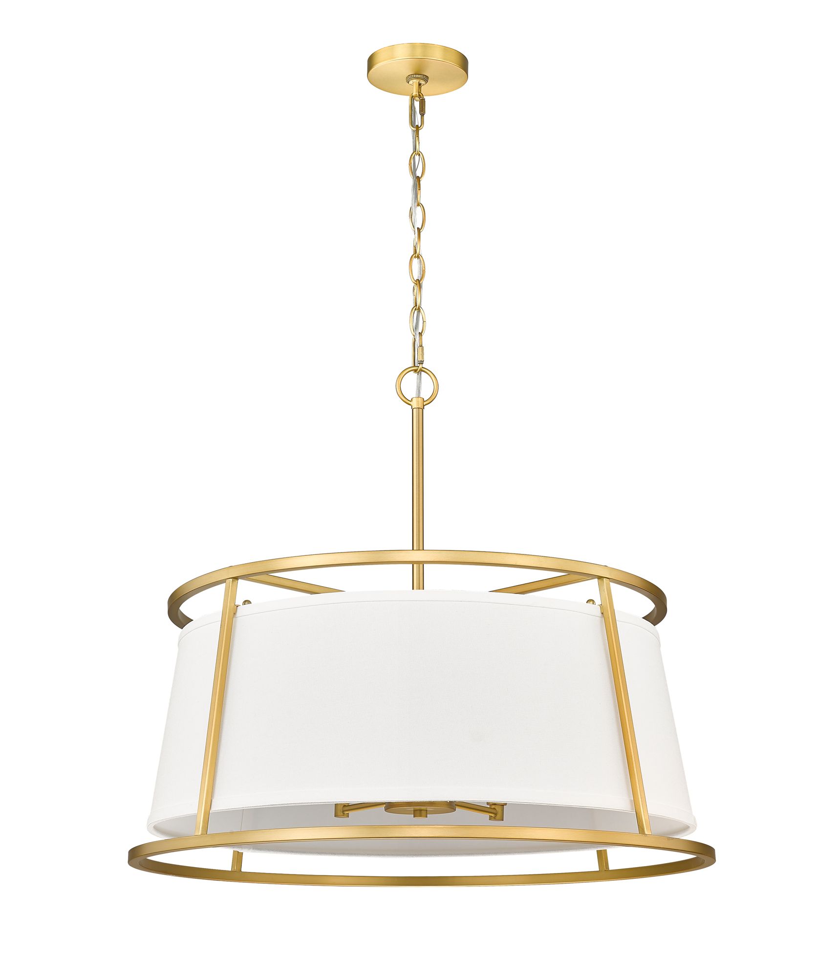 Lenyx 26" Wide Rubbed Brass Drum Pendant Light in scene