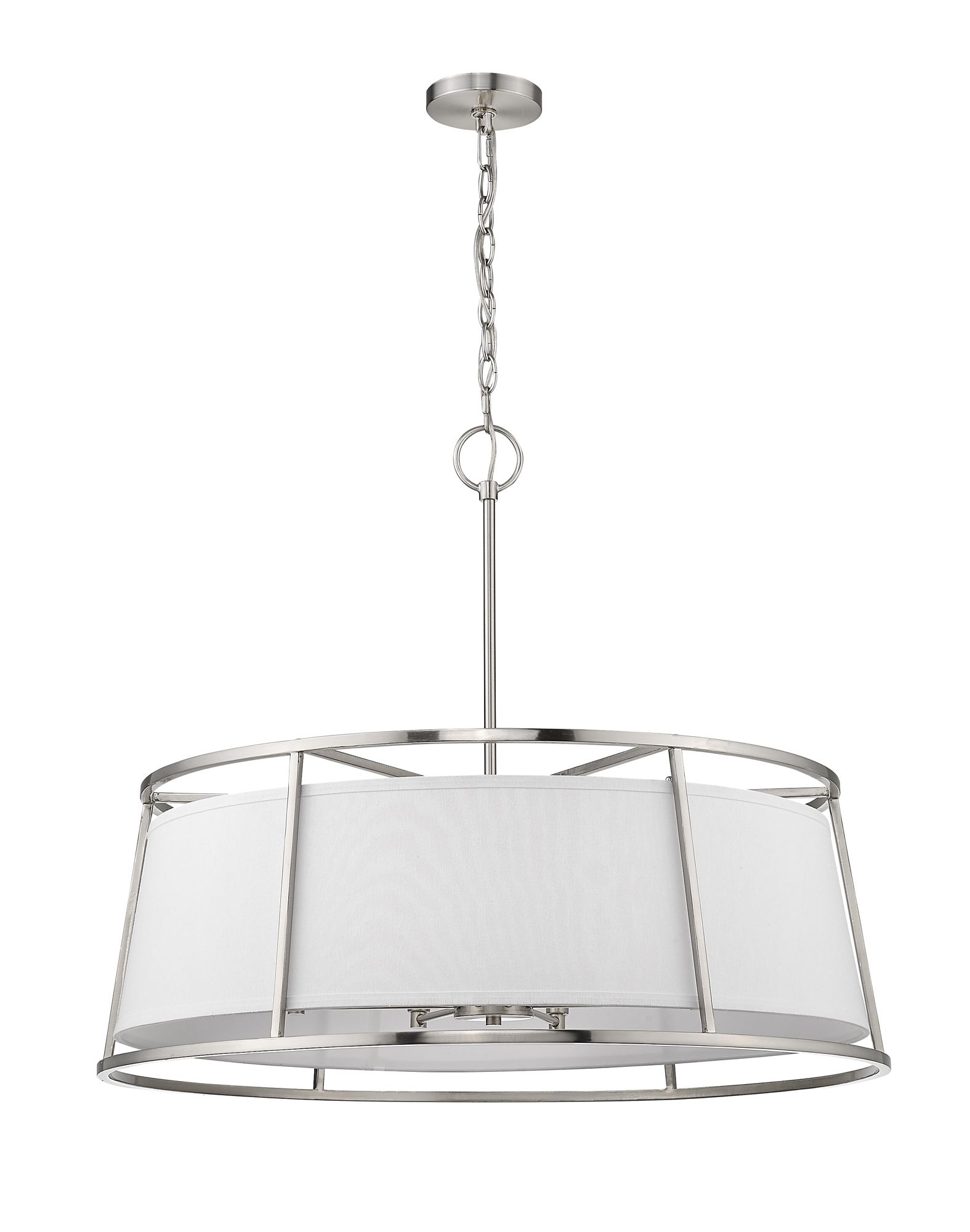 Lenyx 32" Wide Brushed Nickel 8-Light Drum Pendant in scene