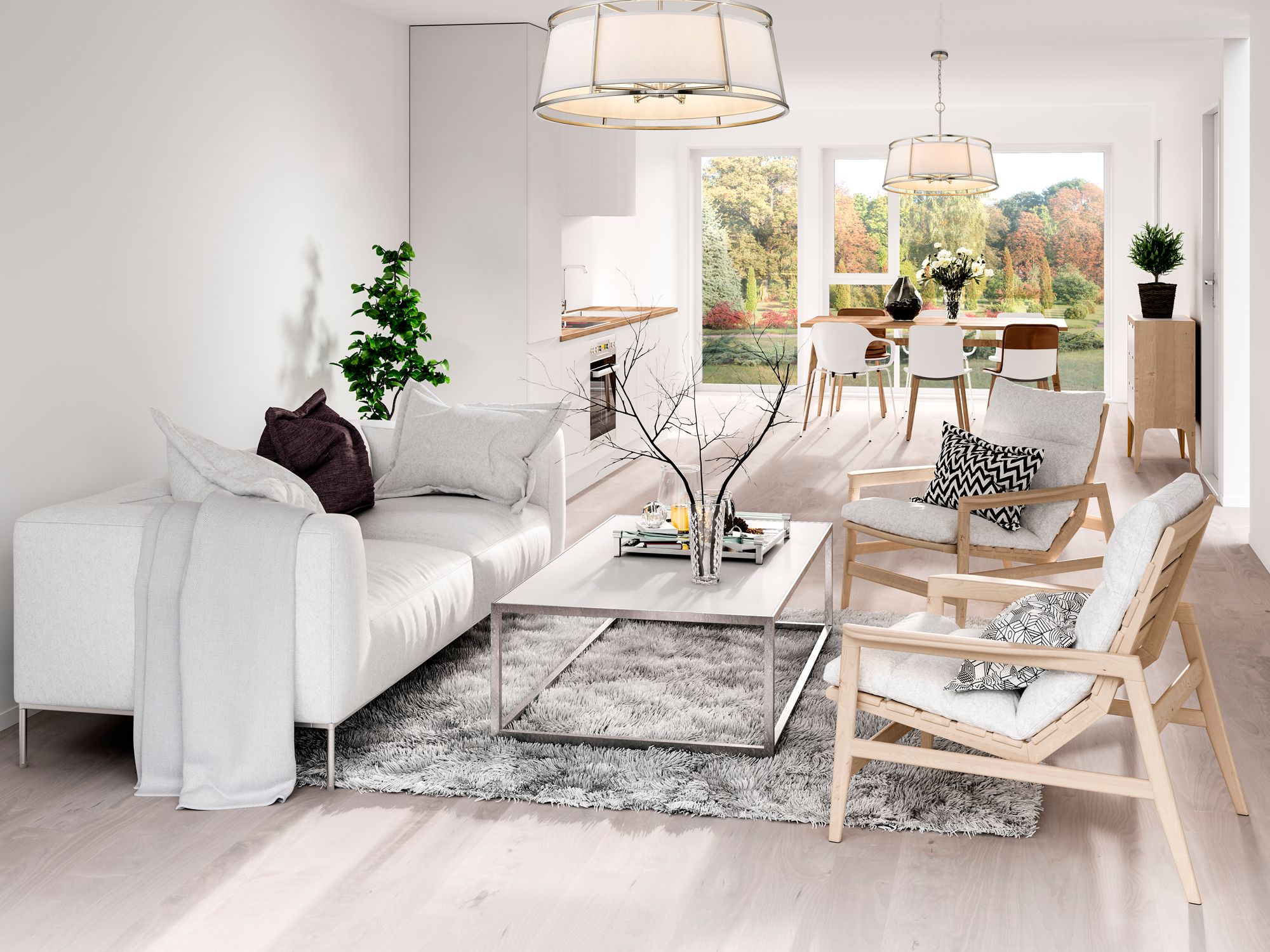 Lenyx 32" Wide Brushed Nickel 8-Light Drum Pendant in scene