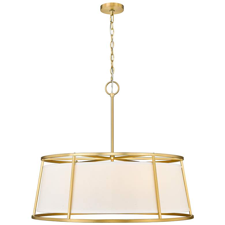 Image 6 Lenyx 32 inch Wide Modern Rubbed Brass Metal 8-Light Pendant Chandelier more views