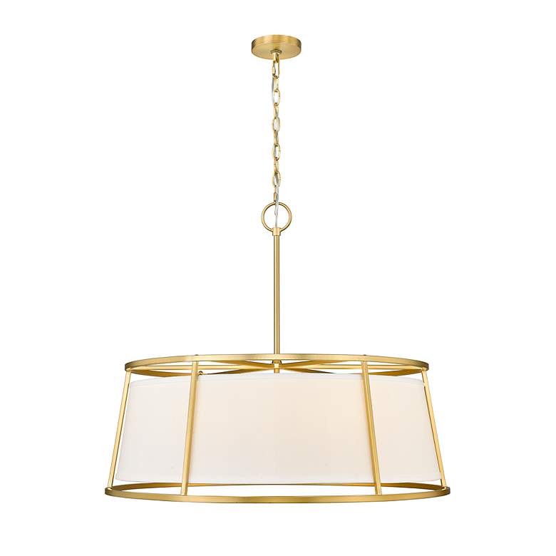 Image 6 Lenyx 32 inch Wide Modern Rubbed Brass Metal 8-Light Pendant Chandelier more views