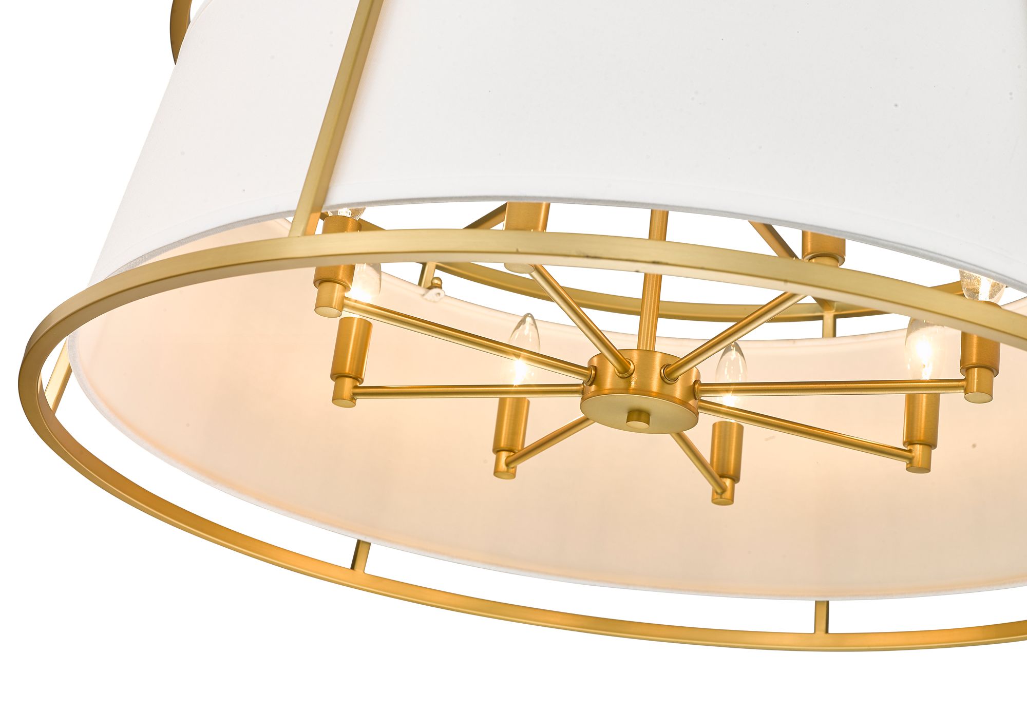 Lenyx 32" Wide Modern Rubbed Brass Metal 8-Light Pendant Chandelier in scene