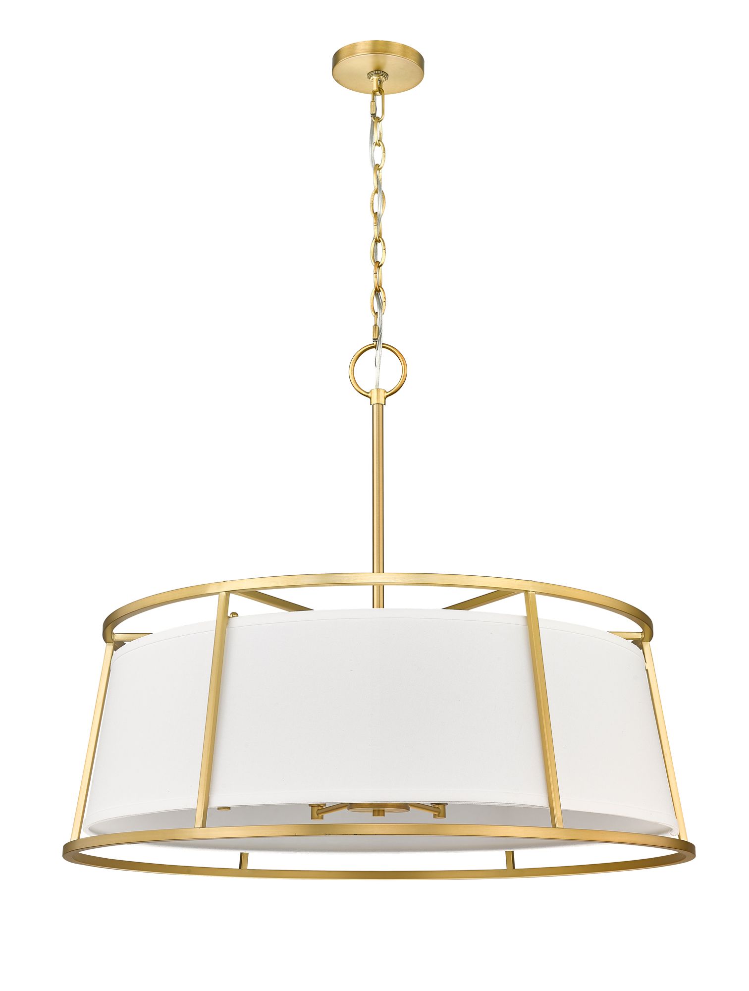 Lenyx 32" Wide Modern Rubbed Brass Metal 8-Light Pendant Chandelier in scene