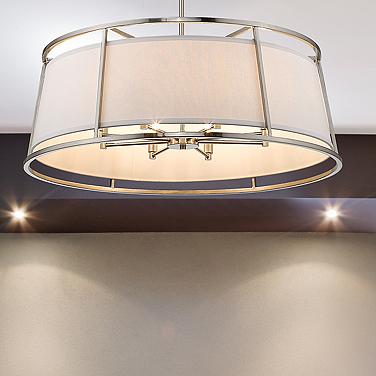 Lenyx 32" Wide Brushed Nickel 8-Light Drum Pendant