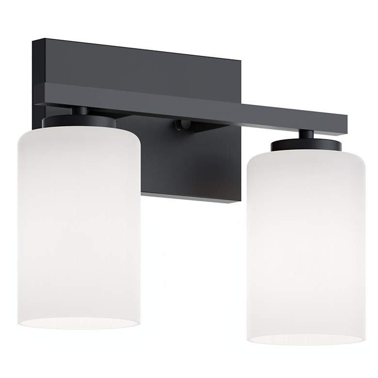 Image 1 Leo 13" Wide Black Vanity With Clear Glass Shade