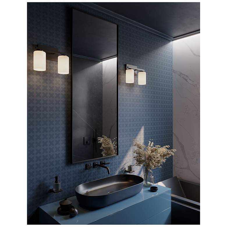 Image 2 Leo 13" Wide Black Vanity With Clear Glass Shade more views