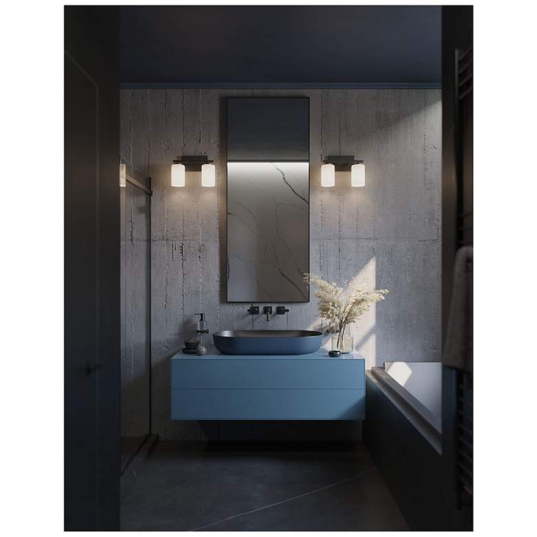 Image 3 Leo 13" Wide Black Vanity With Clear Glass Shade more views