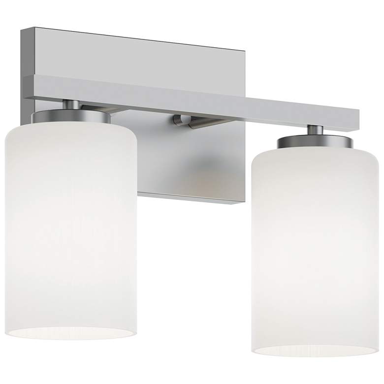 Image 1 Leo 13" Wide Satin Nickel Vanity With Clear Glass Shade