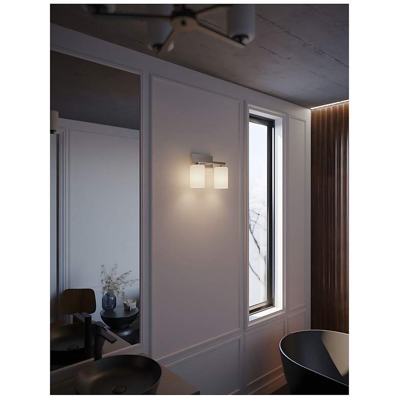 Image 2 Leo 13" Wide Satin Nickel Vanity With Clear Glass Shade more views