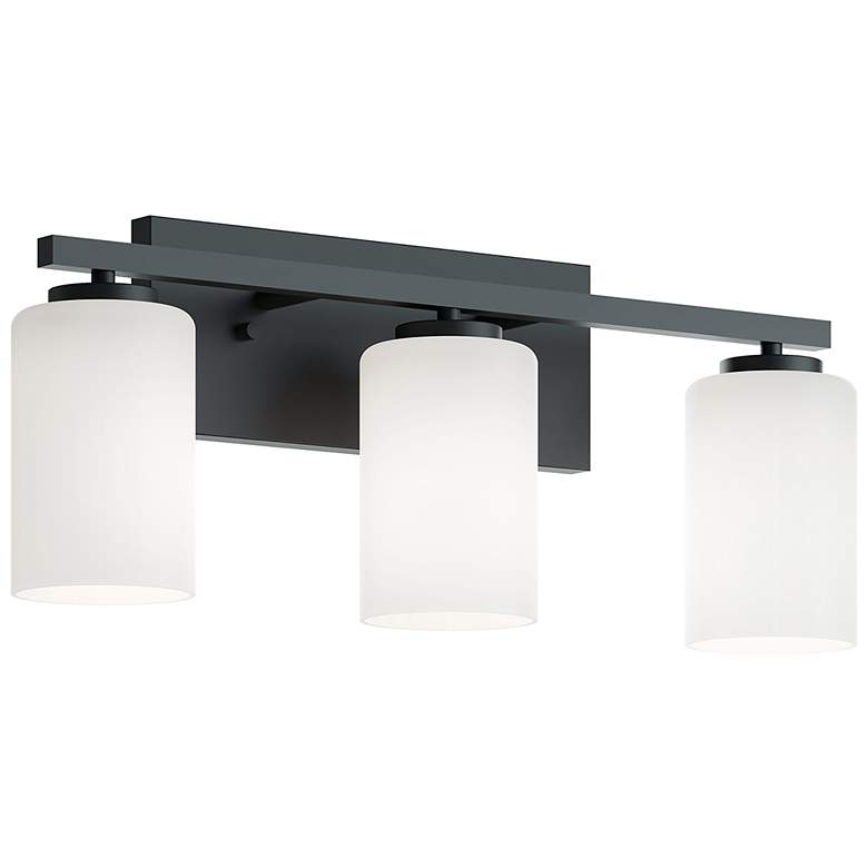 Image 1 Leo 22" Wide Black Vanity With Clear Glass Shade