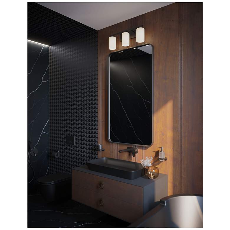 Image 2 Leo 22" Wide Black Vanity With Clear Glass Shade more views