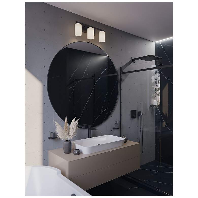 Image 3 Leo 22" Wide Black Vanity With Clear Glass Shade more views