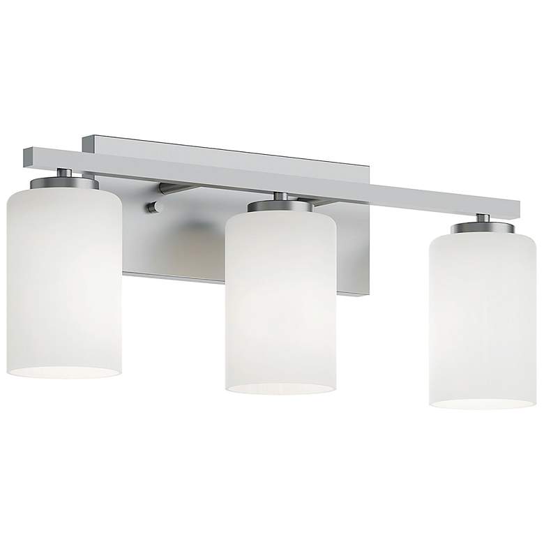 Image 1 Leo 22" Wide Satin Nickel Vanity With Clear Glass Shade