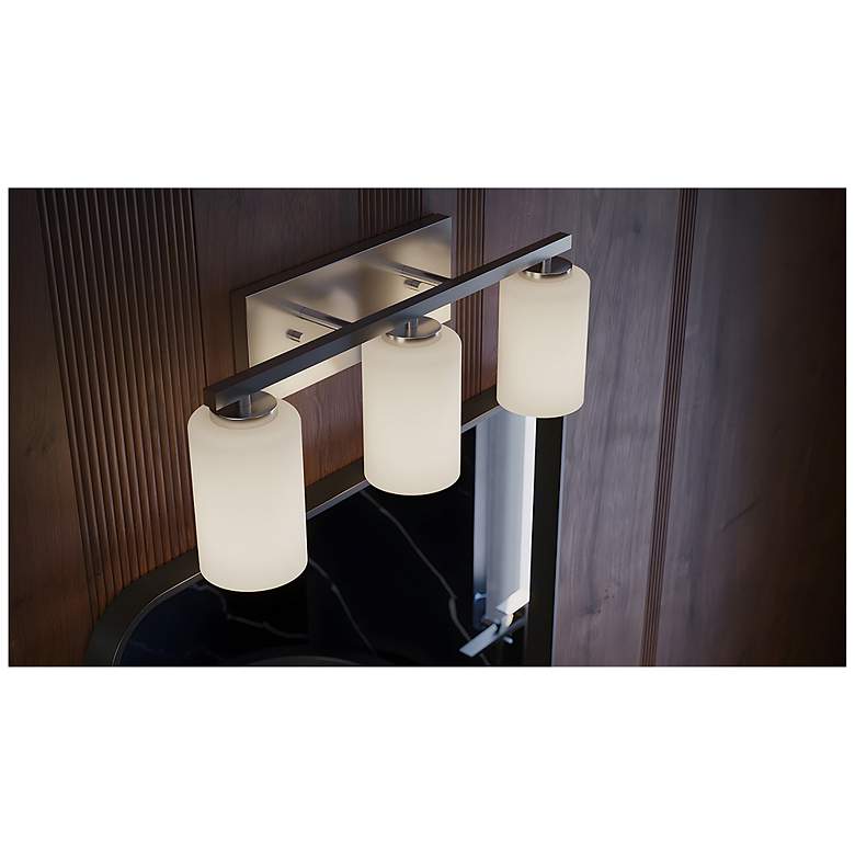 Image 2 Leo 22" Wide Satin Nickel Vanity With Clear Glass Shade more views