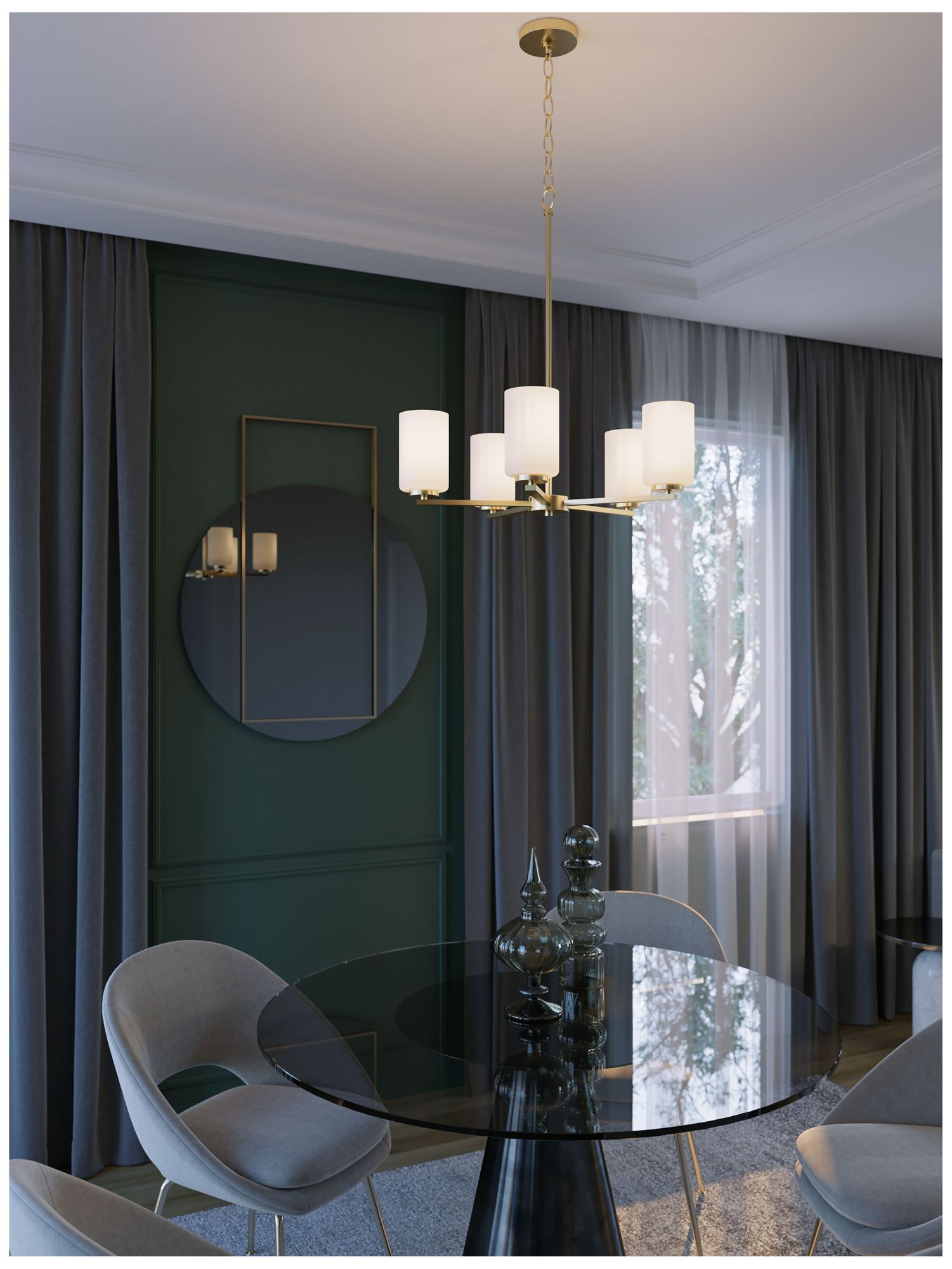 Image 2 Leo 24" Wide 5-Light Light Antique Brass LED Pendant more views