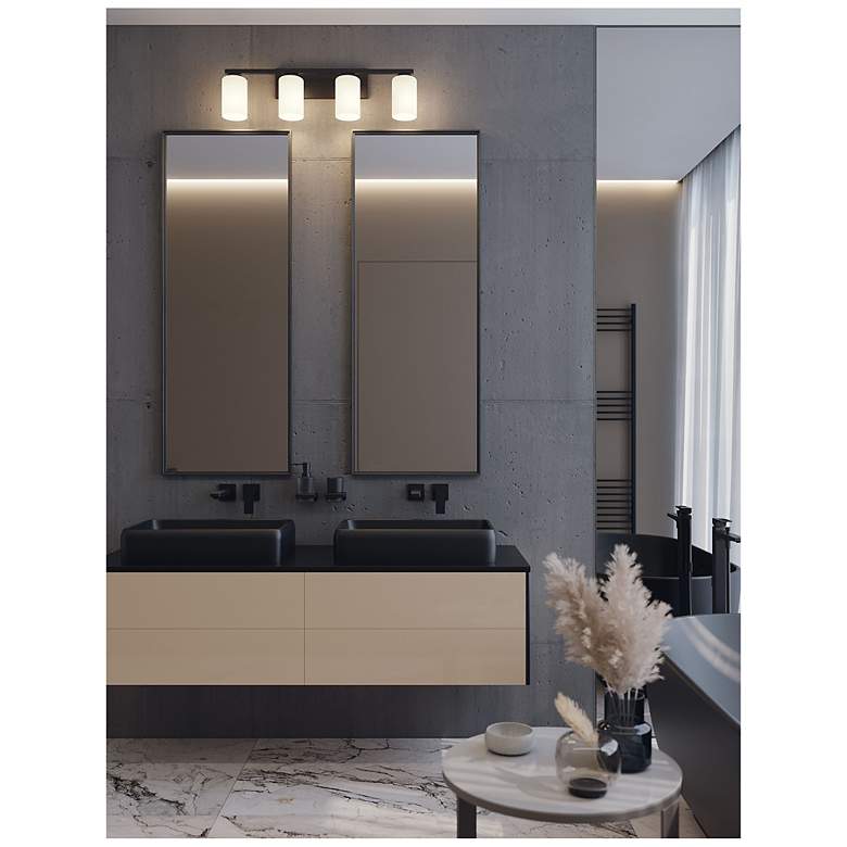 Image 2 Leo 31" Wide Black Vanity With Clear Glass Shade more views