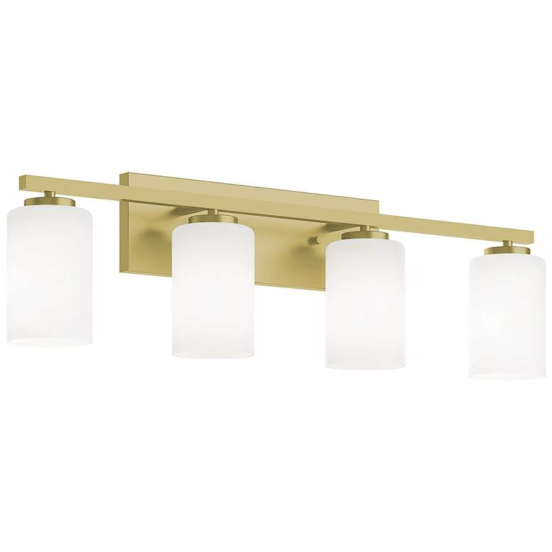 Image 1 Leo 31" Wide Light Antique Brass Vanity With Clear Glass Shade