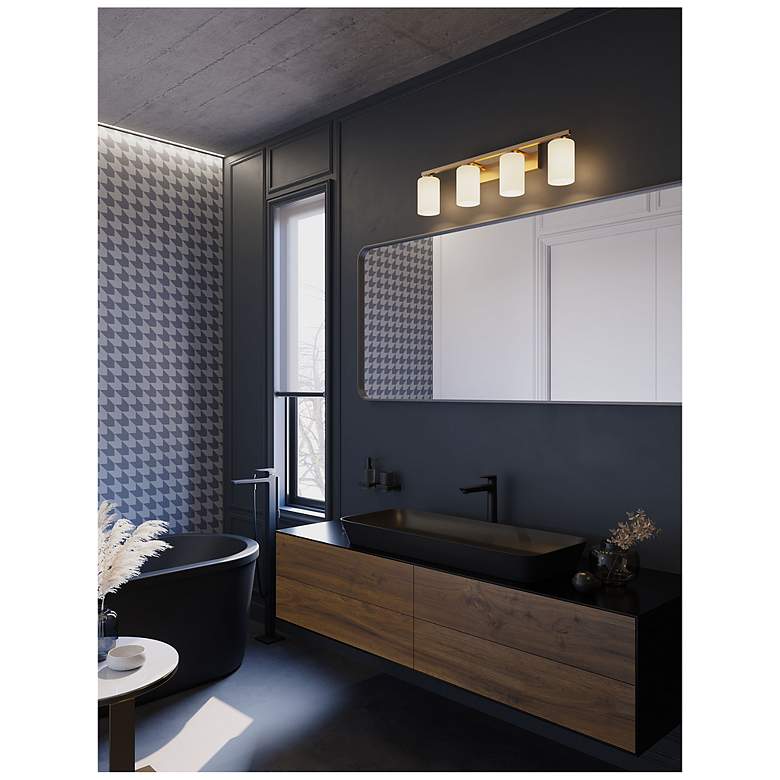 Image 2 Leo 31" Wide Light Antique Brass Vanity With Clear Glass Shade more views