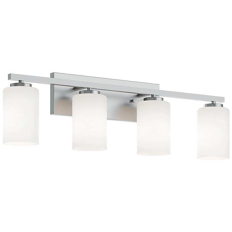Image 1 Leo 31" Wide Satin Nickel Vanity With Clear Glass Shade