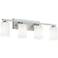 Leo 31" Wide Satin Nickel Vanity With Clear Glass Shade