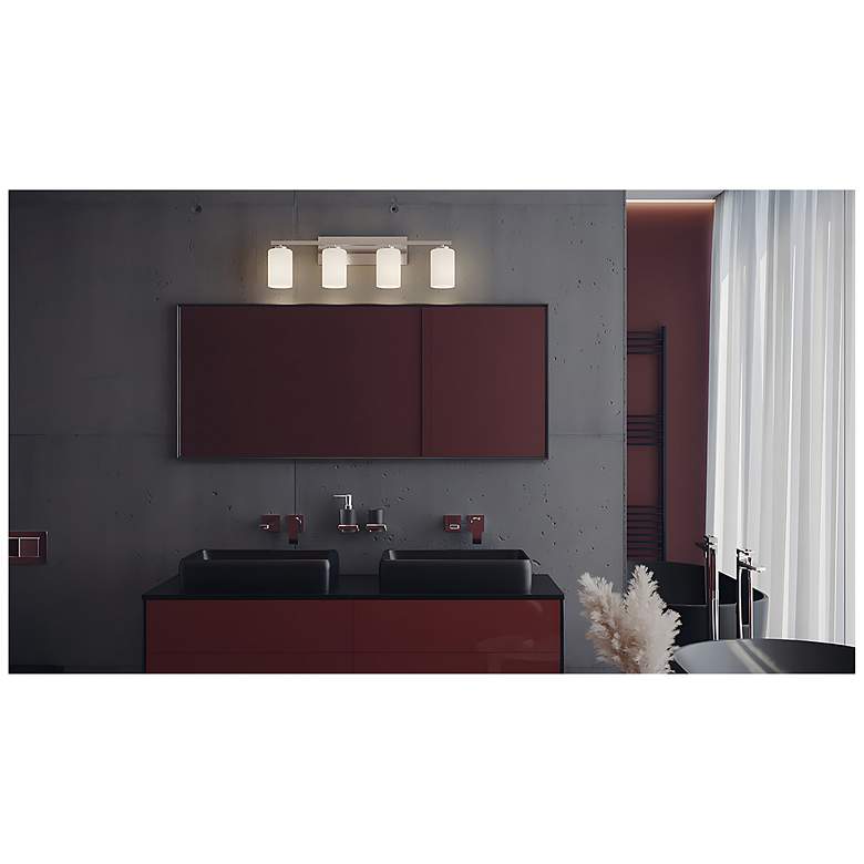 Image 2 Leo 31" Wide Satin Nickel Vanity With Clear Glass Shade more views