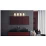 2_Leo 31" Wide Satin Nickel Vanity With Clear Glass Shade more views