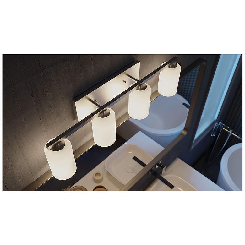 Image 3 Leo 31" Wide Satin Nickel Vanity With Clear Glass Shade more views