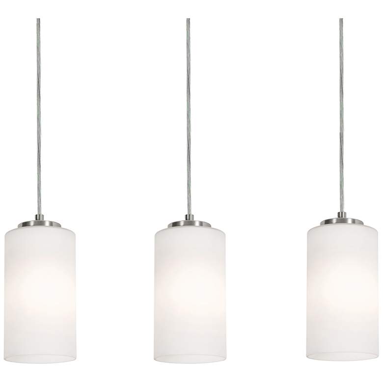 Image 1 Leo 36" Wide Satin Nickel Multi-Light Pendant w/ White Glass