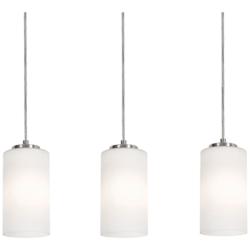 Leo 36" Wide Satin Nickel Multi-Light Pendant w/ White Glass