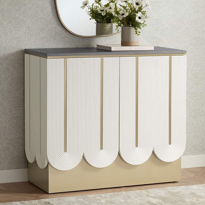Image 2 Leo 39 1/2" Wide White and Gray 2-Door Accent Chest
