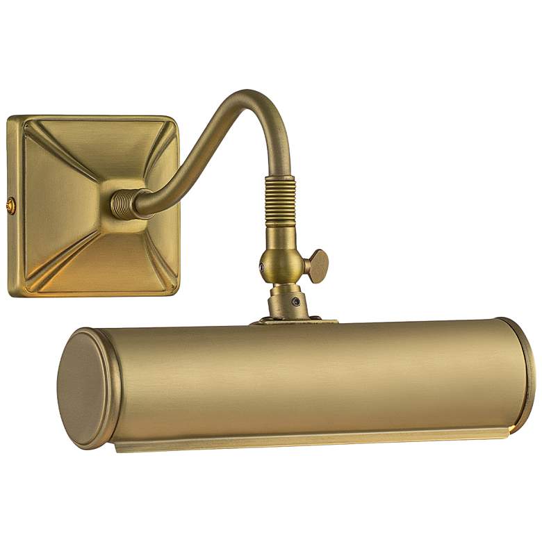 Image 1 Leo 7 1/2" Wide Aged Brass Metal Adjustable Picture Light