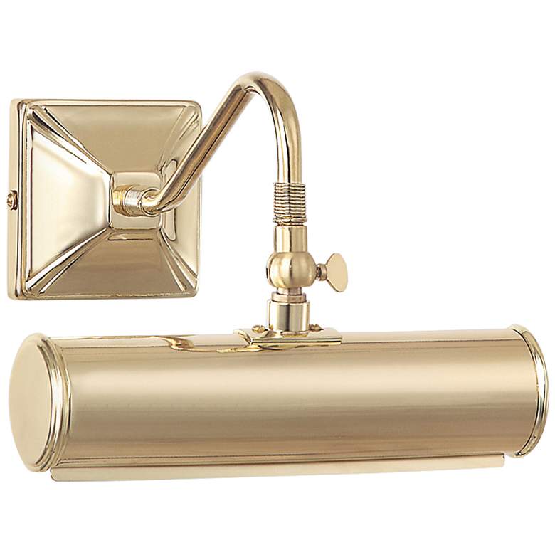 Image 1 Leo 7 1/2 inchW Polished Brass Metal Adjustable Picture Light